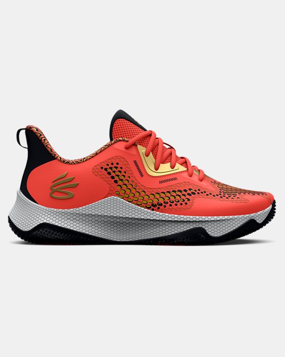 Unisex Curry UA HOVR™ Splash 3 Let's 3 Basketball Shoes in Orange image number 0